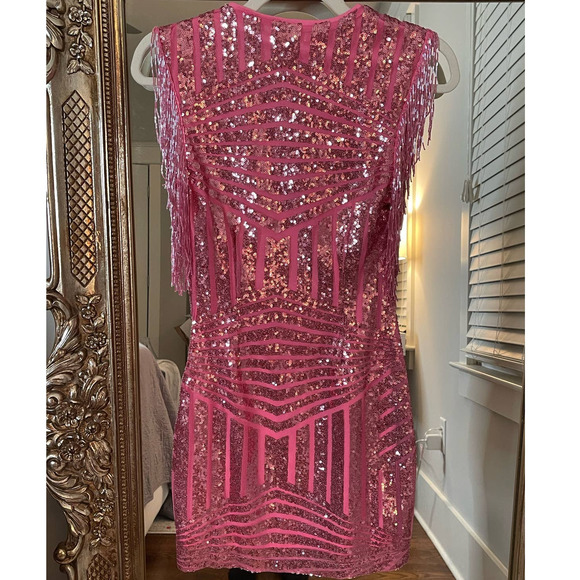 superdown Pink Sequin Midi Dress - Picture 4 of 10